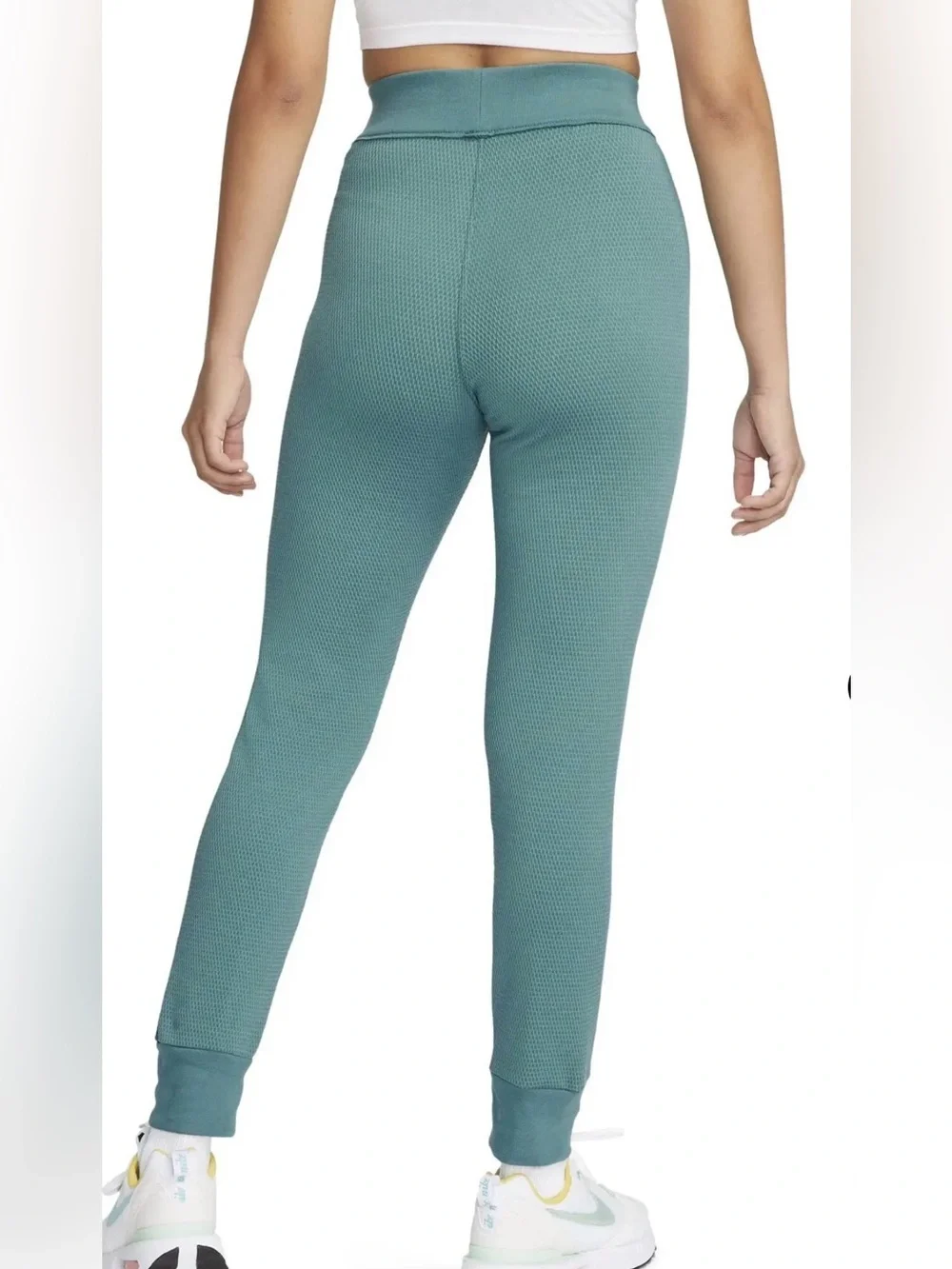 NWOT Nike Women’s Medium Everyday Waffle Knit Crop Top & Legging Pant Set M Teal